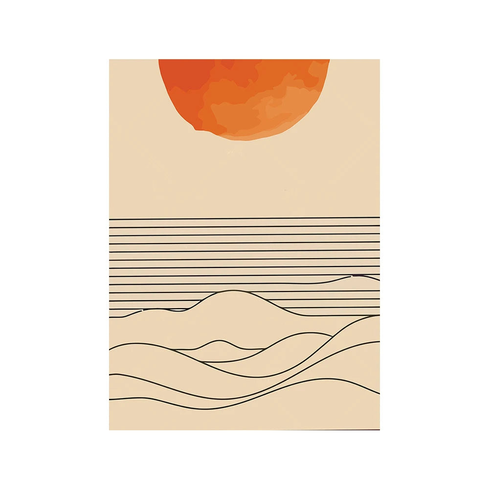 Burnt Orange Sunrise Sea Poster