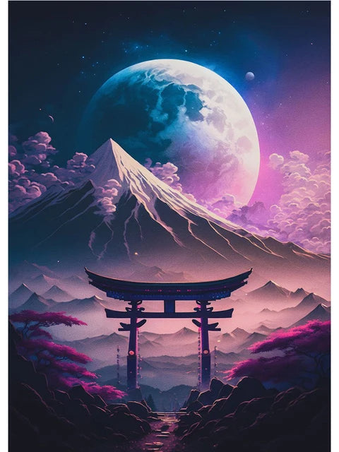 Fuji Cyberpunk Landscape Print