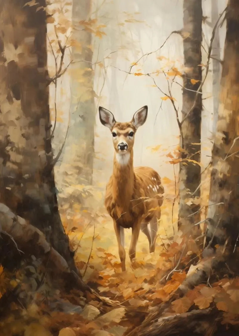 Autumn Countryside Deer Canvas