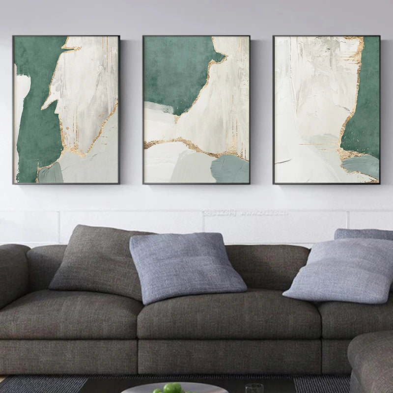 Gold Green Abstract Canvas