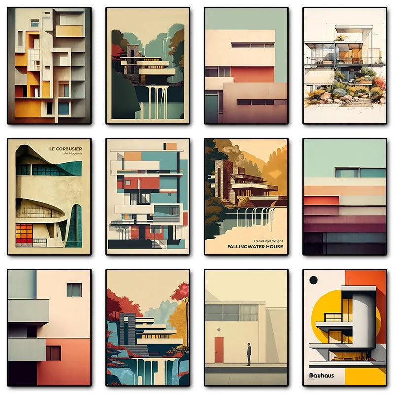 Fallingwater Bauhaus Architecture Poster