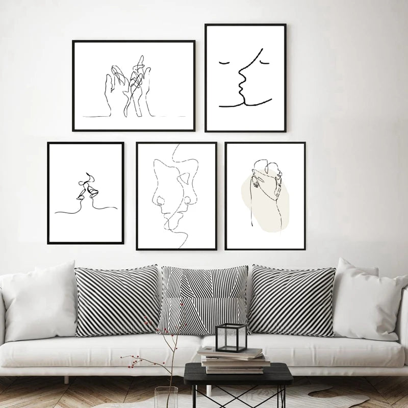 Single-Line Kiss Couple Poster