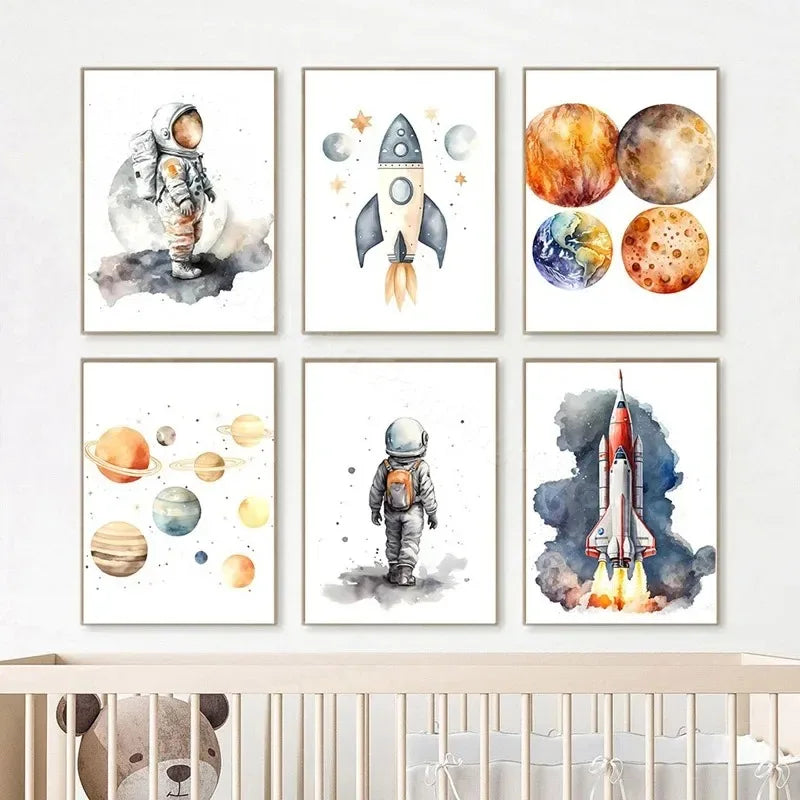 Space Rocket Nursery Art
