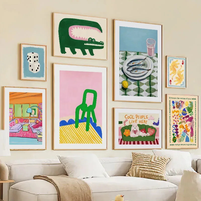 Colorful Crocodile Fish Abstract Canvas