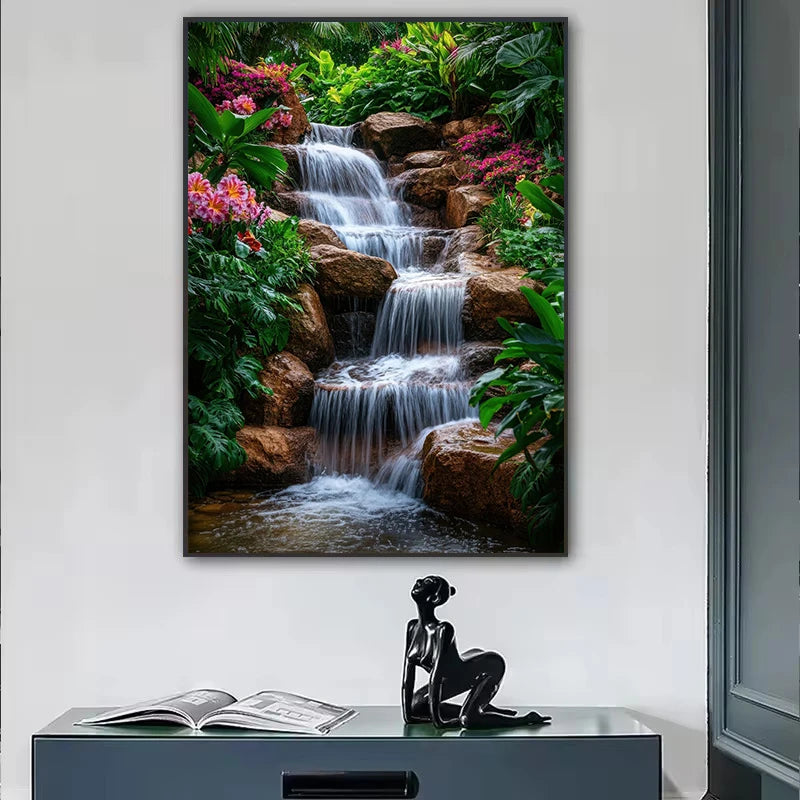 Zen Lake Waterfall Canvas