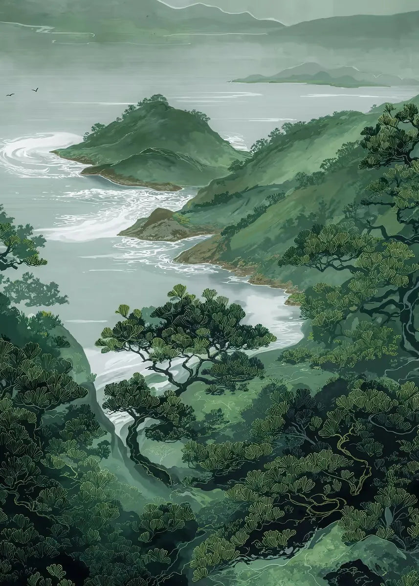 White Cranes Forest Poster