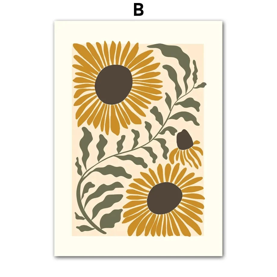 Boho Matisse Sunflower Canvas