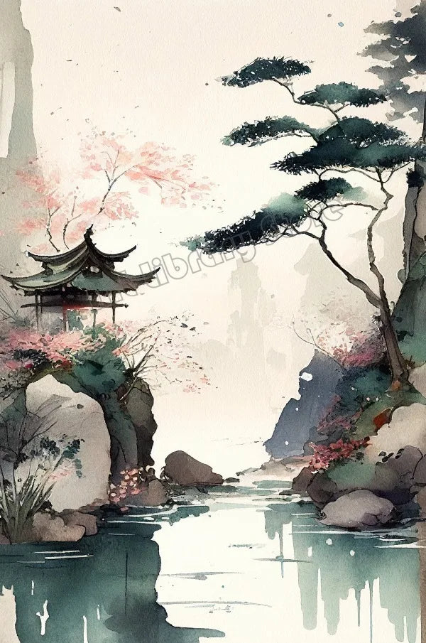 Zen Bonsai Pagoda Poster