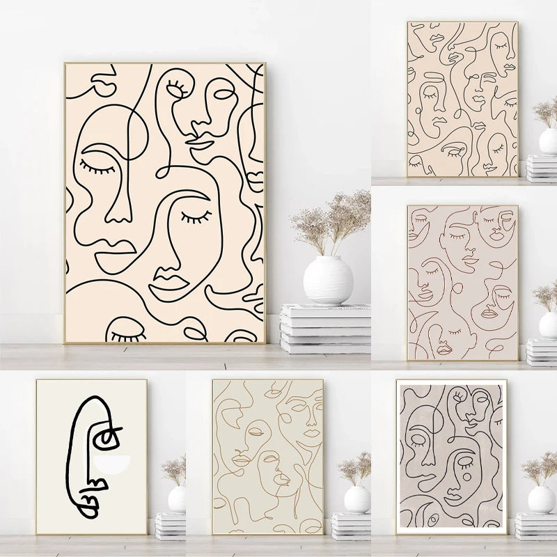 One-Line Woman Face Poster