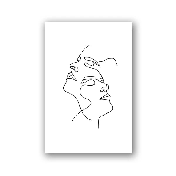 Single-Line Kiss Couple Poster