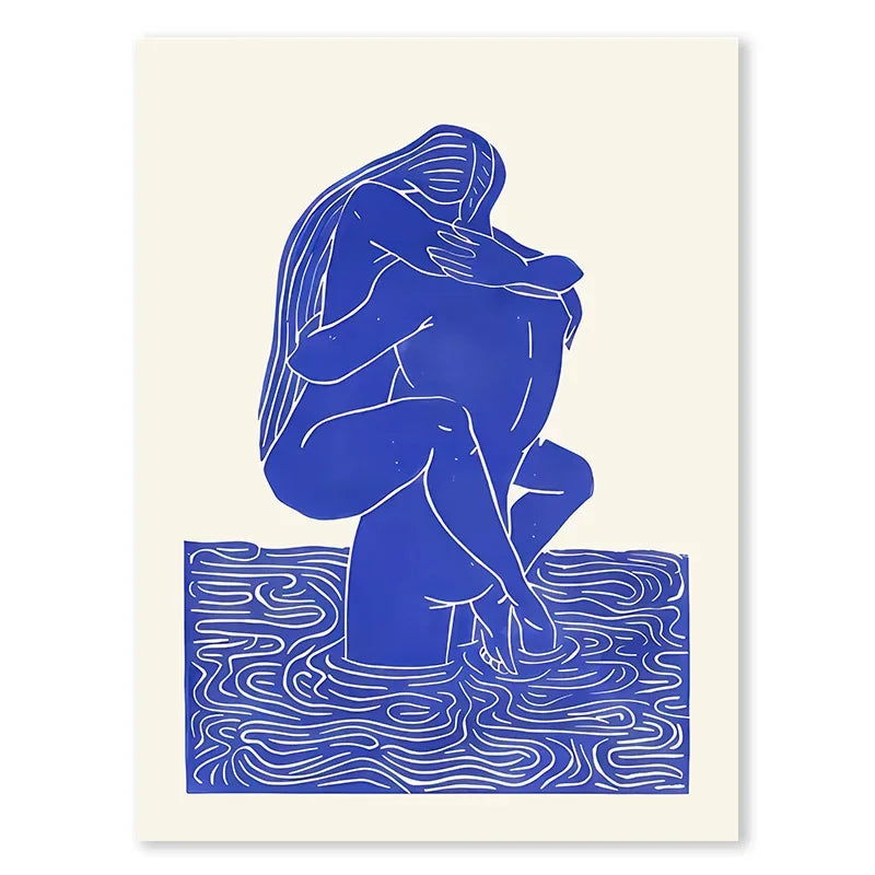 Blue Geometric Face Art Print