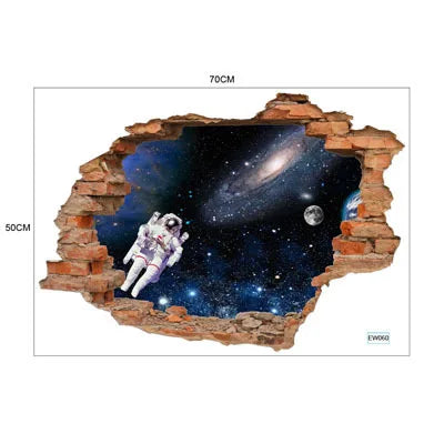 3D Broken Wall Window Sticker