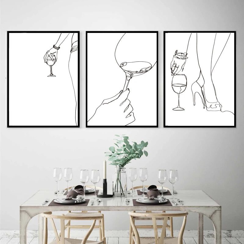 Wine Woman Line Art Poster