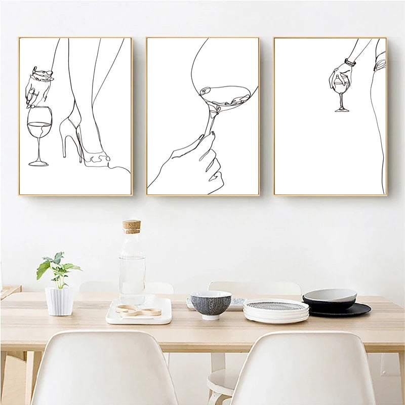 Wine Woman Line Art Poster