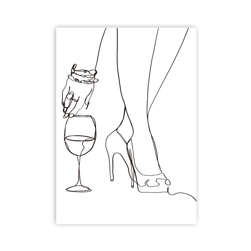 Wine Woman Line Art Poster