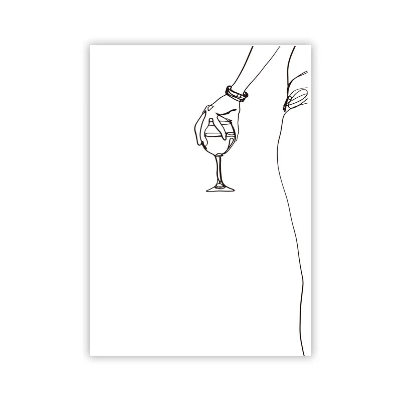 Wine Woman Line Art Poster