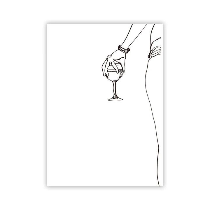 Wine Woman Line Art Poster