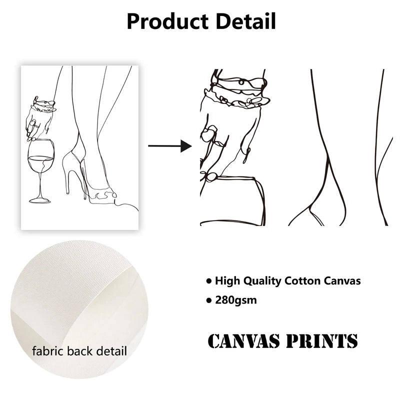 Wine Woman Line Art Poster